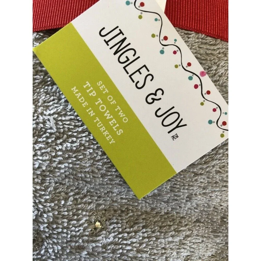 Christmas Snowman Fingertip Towels Set of 2 Gray Embroidered Guest Bathroom